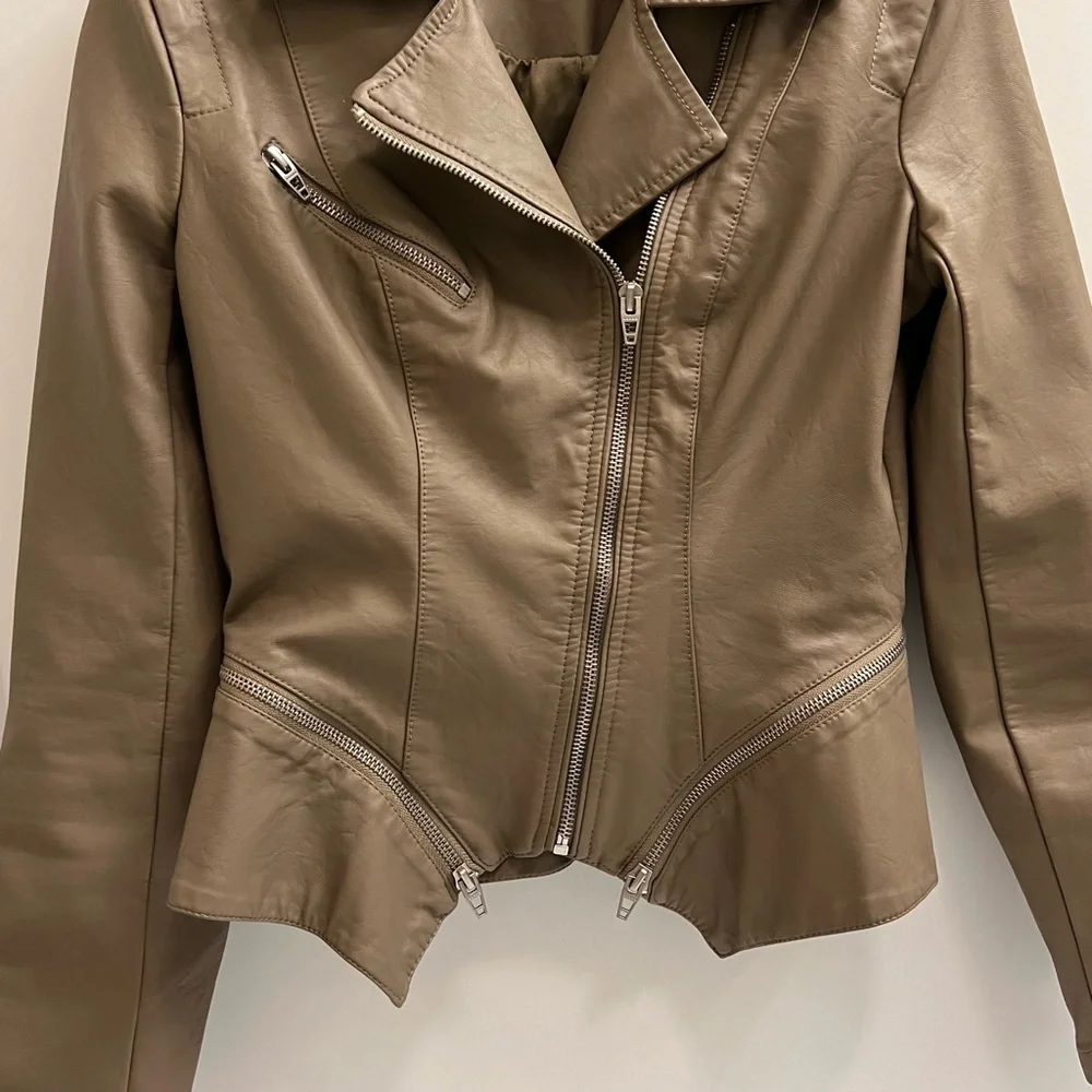 BLANK NYC Faux Leather Moto Jacket-Tan Brown - Picture 5 of 15